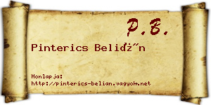 Pinterics Belián névjegykártya